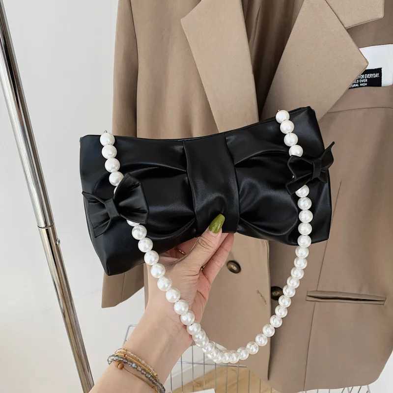 Fashion butterfly pleated shoulder armrest bag pearl chain messenger bag Z250324