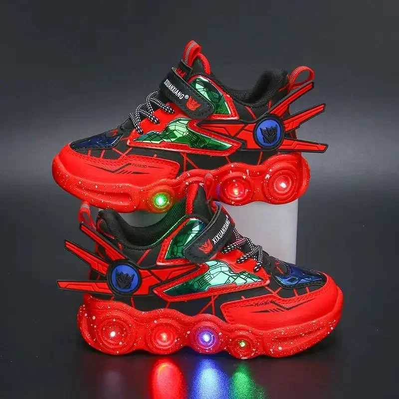 2025 Luminous With Lights Childrens Casual Shoes Retro Flash Walking Shoes Baby Girls Sports Shoes Basketball Shoes W250324