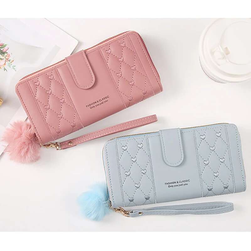 2025 new women's long wallet leather holder, large capacity zipper, coin wallet, multi card storage, mobile phone wrist guard, designer fashion h