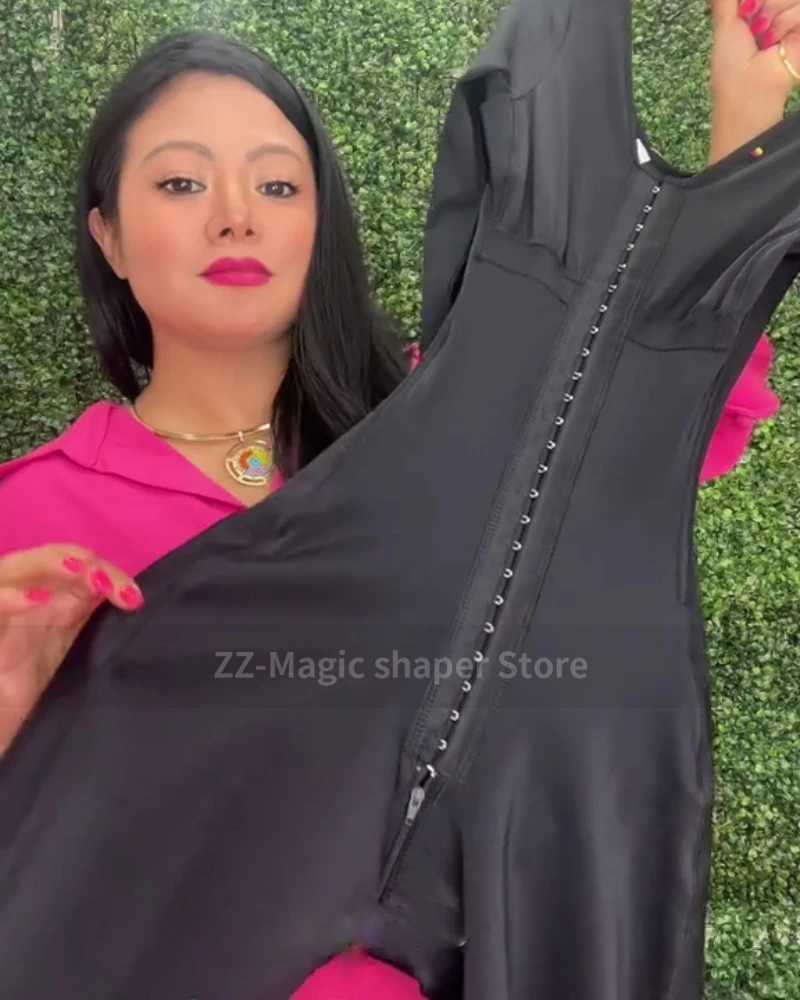 Fajas Colombians with short sleeves abdominal control buttocks lifting body shaping back skirt waist trainerXJ250325