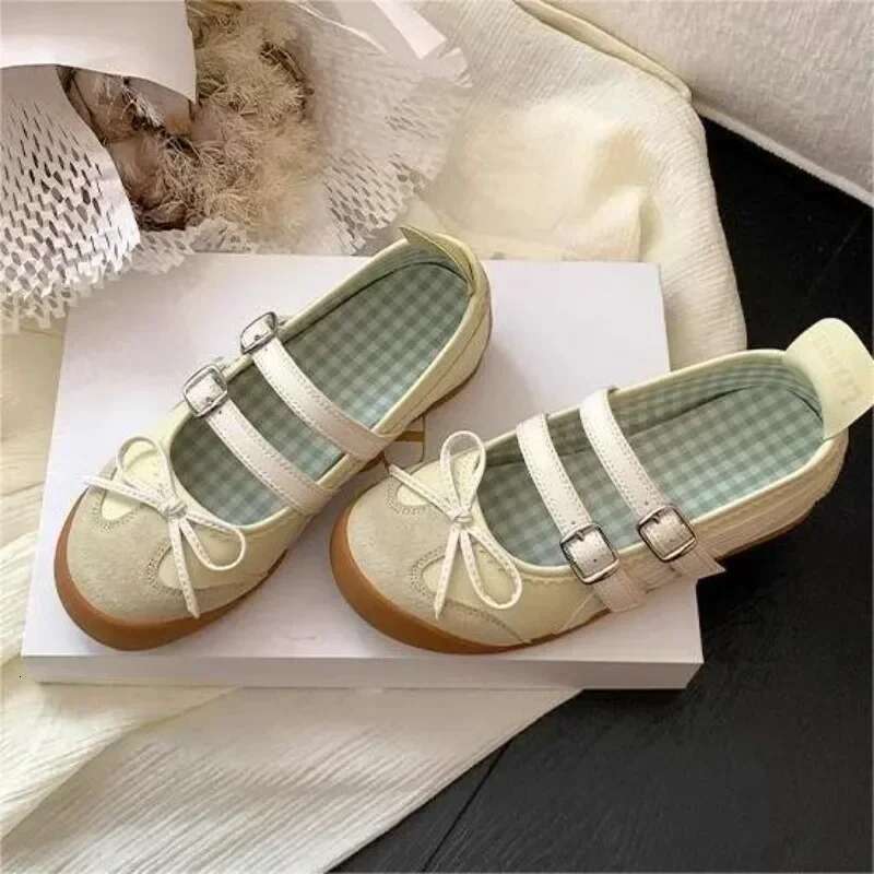 Summer Women Bow Ballet Dance Mary Jane Spring Fashion Designer Sneakers Jk Uniform Flat Lolita Soft-soled Casual Shoes
