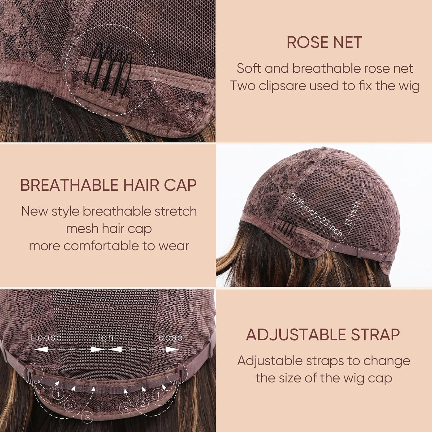 Brown Highlight Wig with Bangs Long Wavy Wig for Women Dark Brown Wigs with Highlights Natural Appearance Heat-Resistant Synthetic Wig Suitable for Fa
