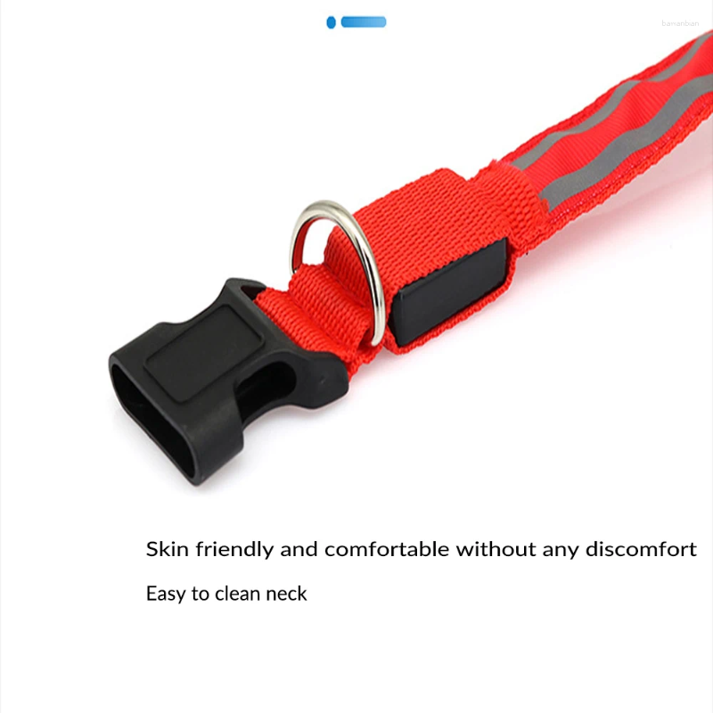 Dog Collar Nylon LED Glowing For Large Small Dogs Night Light Flashing Adjustable Collars Pet Supplies DogAccessories