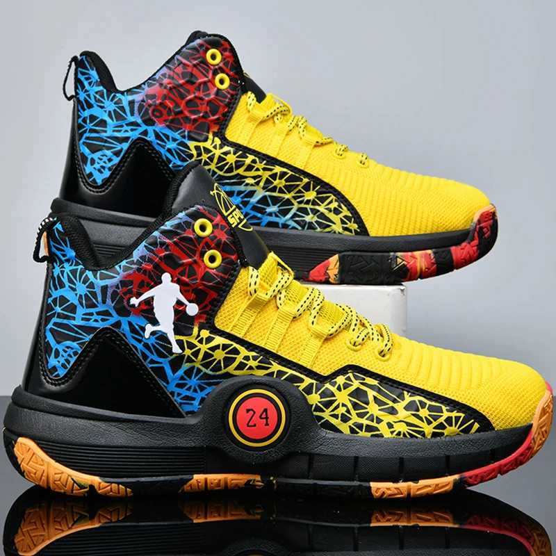 Childrens basketball shoes fashionable top-notch on-site training anti slip net comfortable outdoor childrens sports basketball boots W250324
