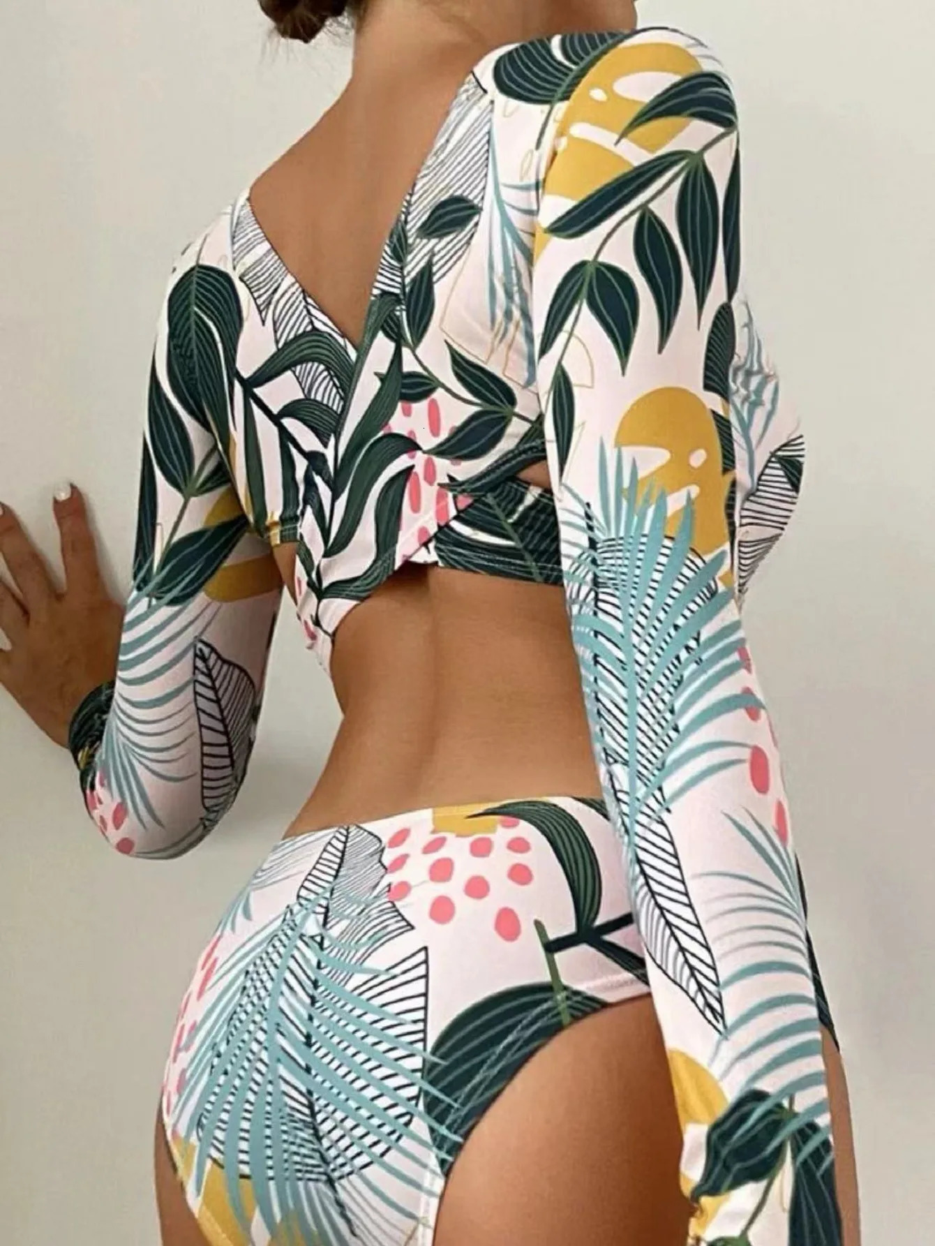 Cikini long sleeved womens swimsuit printed diving suit snorkeling summer beach bathroom set 250321