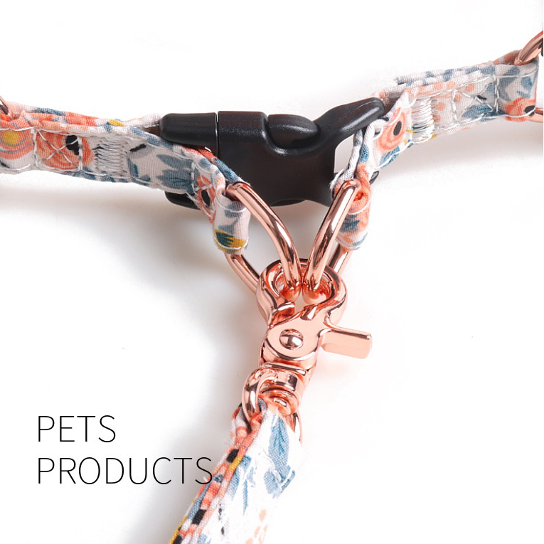 Fresh Style No Pull Dog Harness with Leash, Soft Lightweight Floral Pattern with Bow Puppy Harness, Adjustable Step in Style Pet Harness for Small Med