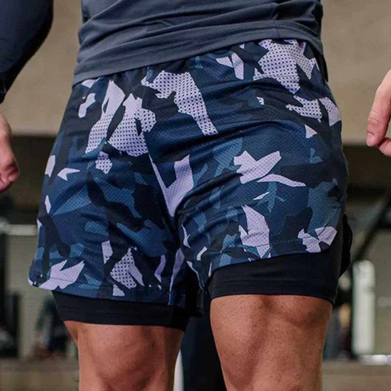 Mens running shorts double-layer fitness running shorts sportswear fitness training shorts W250324