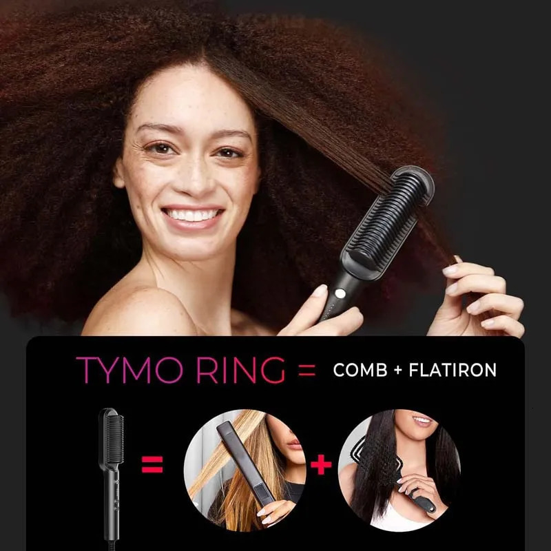 Multifunctional Hair Straightener Ptc Heating Fast Negative Ions Fluffy Hair Electric Comb Straight Straightening Hair Brush 250324