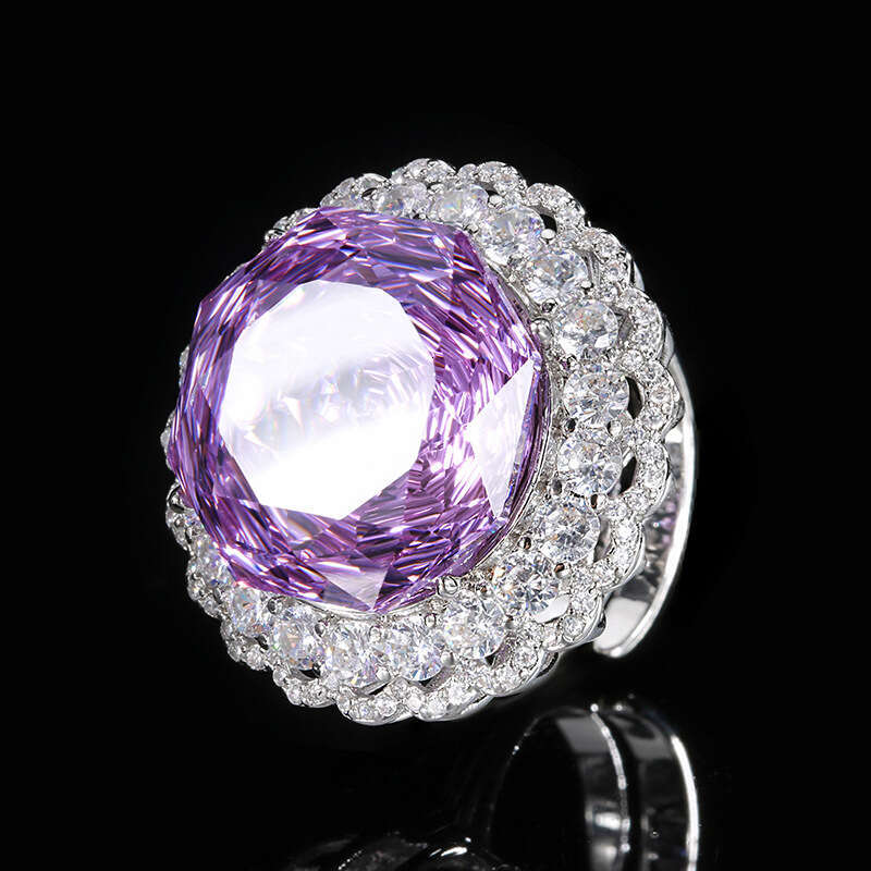 Popular hot item new Zhuangsheng Jewelry copper base gold-plated rose cut light set, female lead stone 18mm