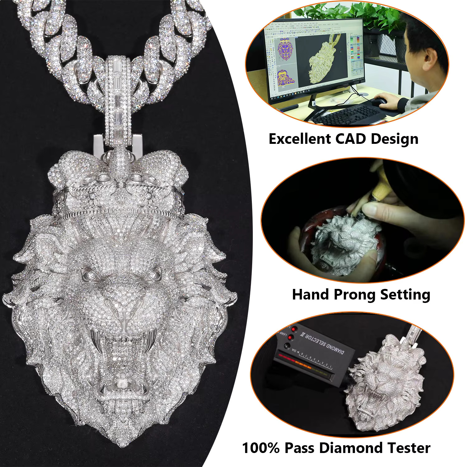 Personalized Letter Custom Name Necklace Iced Out Moissanite Number Pendant for Men Baguette Hip Hop Rock Rapper Jewelry Fashion
