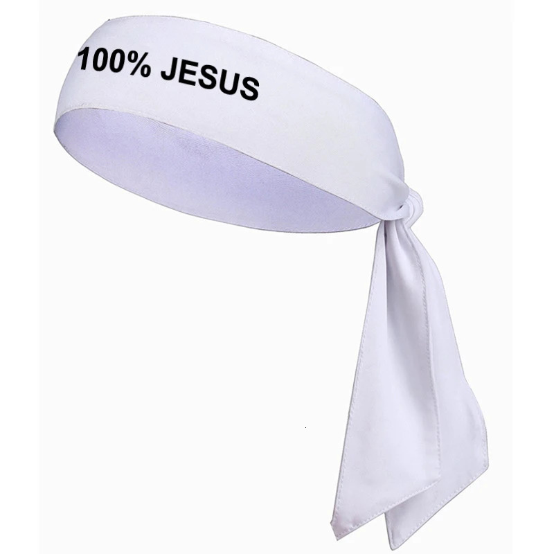 100 jesus sports head tie headband Soccer Football White Black Athletics Fitness Sweatband Bandana Stretch Sweatband Headwrap % 250324