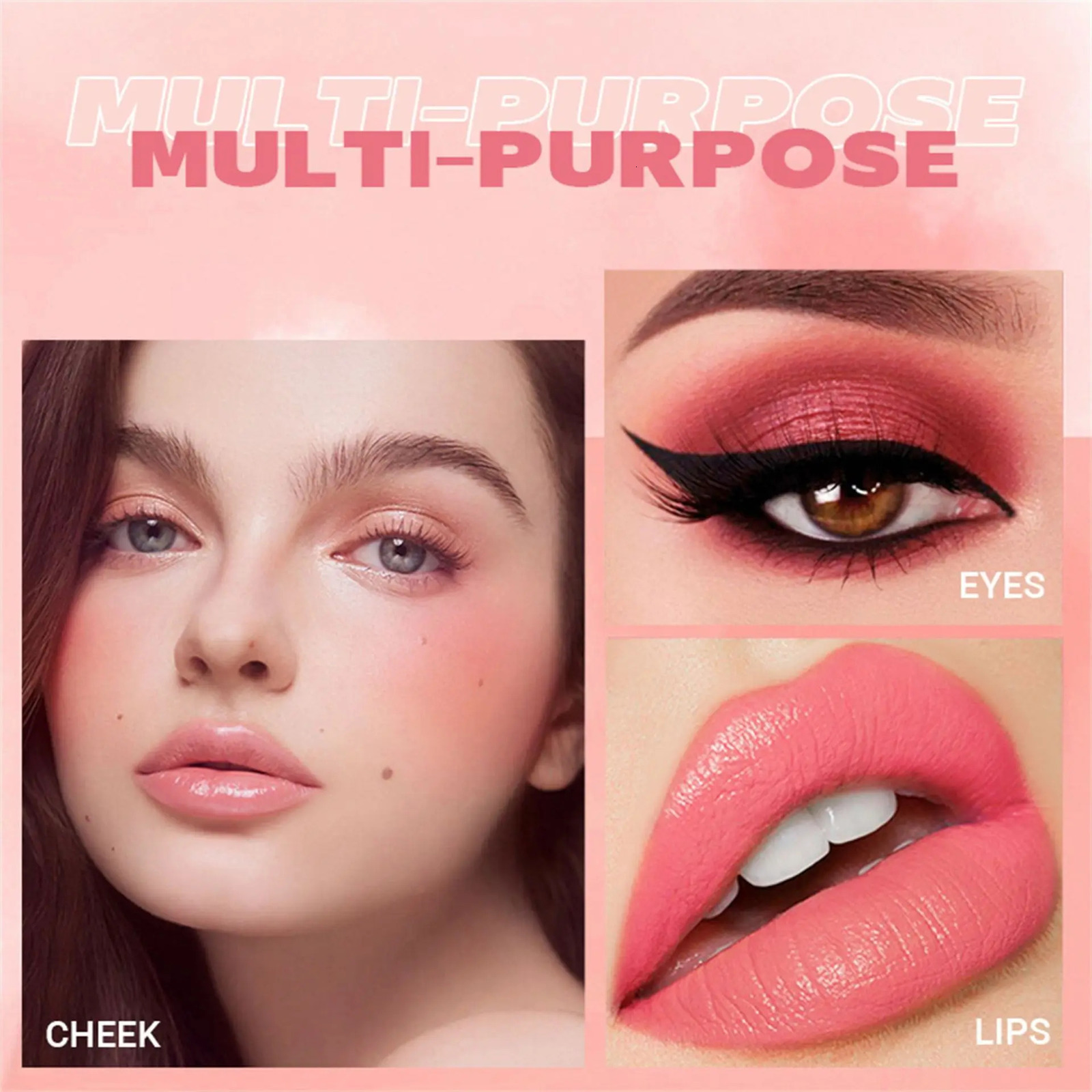 DIMSHOW 6 Color Head sponge head velvet skin sense lips and cheeks with low light moisturizing water and easy color blush 250324