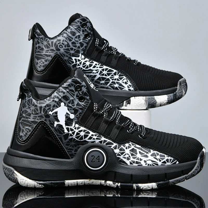 Childrens basketball shoes fashionable top-notch on-site training anti slip net comfortable outdoor childrens sports basketball boots W250324