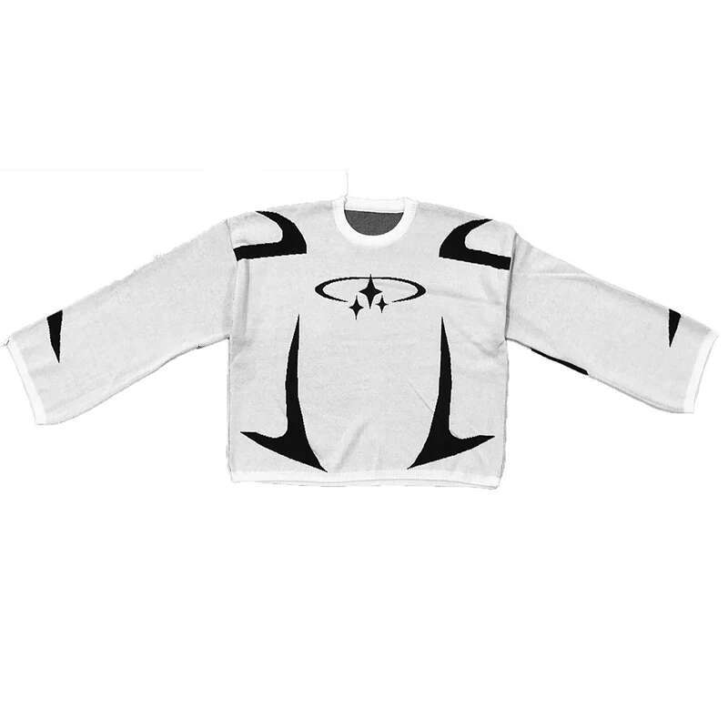 Haruku Star Print Sweaters Women Fashion Y2k Pullover Sweater Long Sleeve O-Neck Autumn Winter Ladies Knit Causal Loose Tops