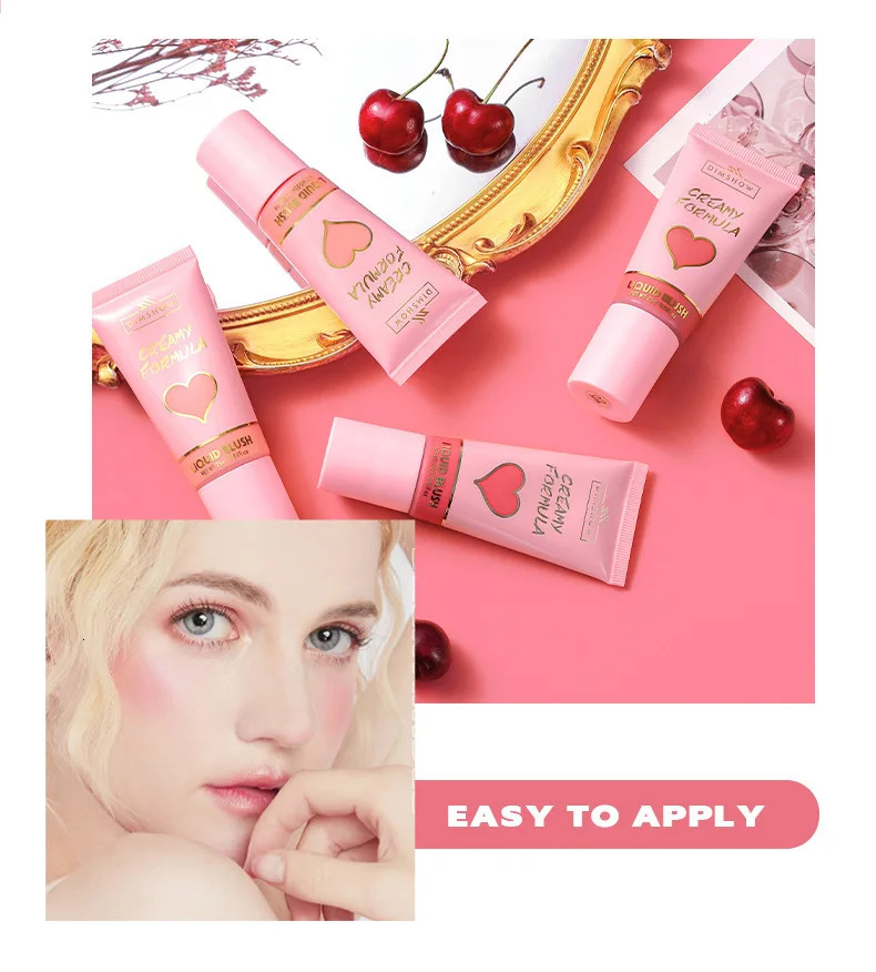 DIMSHOW 6 Color Head sponge head velvet skin sense lips and cheeks with low light moisturizing water and easy color blush 250324