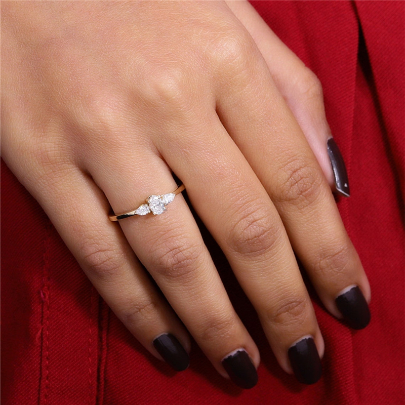Jewelry Three Stone Engagement Ring 5.0*3.5 MM Oval Shaped Lab Diamond Ring Classic Wedding Band Ring Anniversary Gift Ring For Her