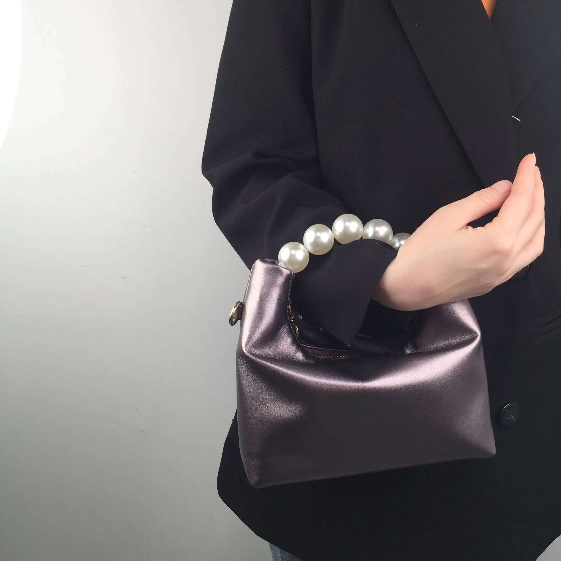 Pearl Handle Women Small Clutch Handbags Fashion Chain Female Shoulder Messenger Solid Color Ladies Hobos Tote Purse Bag