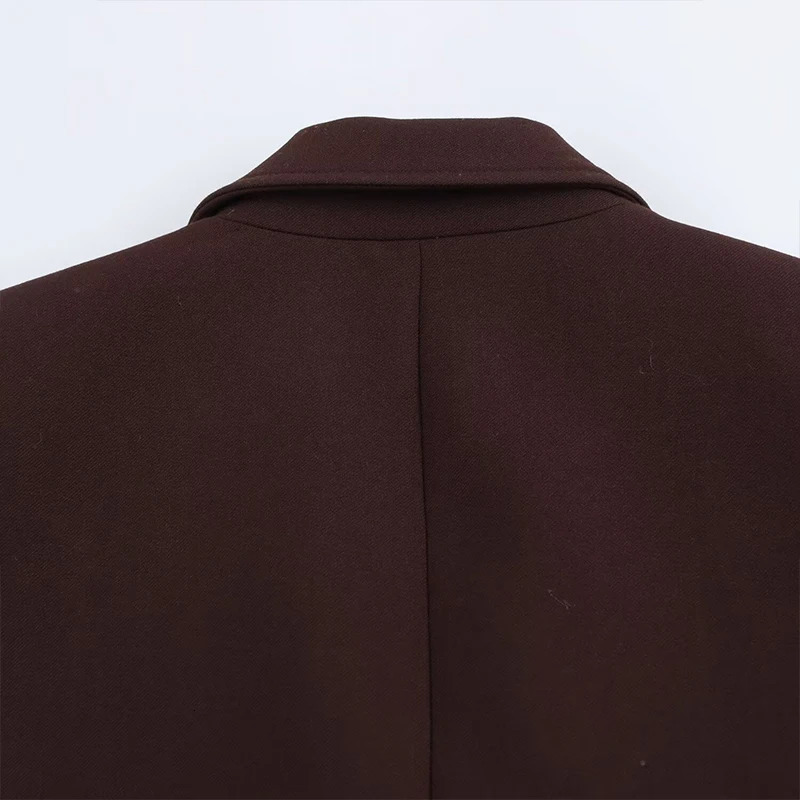 Willshela Women Fashion With Pockets Brown Single Button Blazer Vintage Notched Neck Long Sleeves Female Chic Lady Outfits 250321