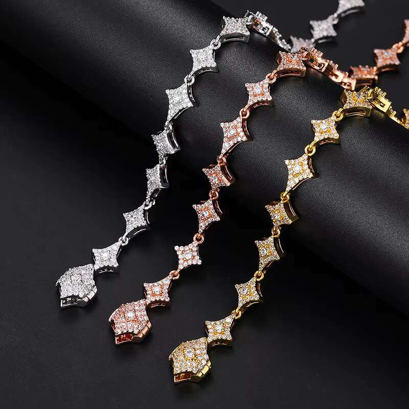 Dropshipping Bling Hip Hop Jewelry 925 Sterling Silver D Color VVS Moissanite Iced Out Star Charm Bracelet Anklet for Men Women
