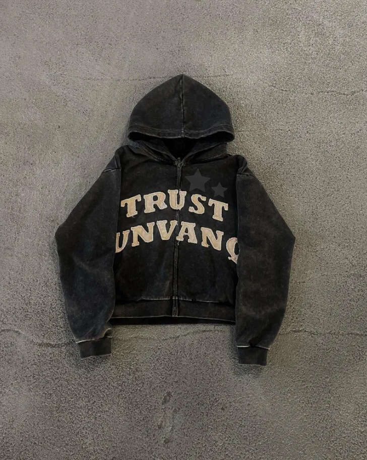 Fashion Letter Splicing Embroidered Zipper Men's and Women's American Couple's Loose Hoodie gift for man