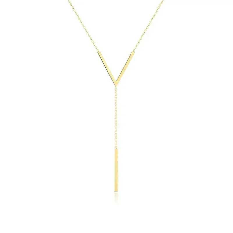 New V-shed Long Sexy Clavicle Gold Color Chain Necklace Choker Women 2024 Fashion Vertical Bar Pendant Jewelry Party Gifts W250616