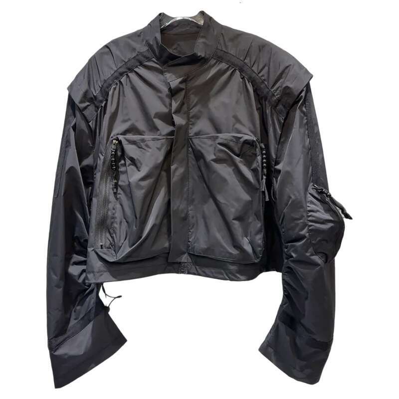 Fashion Spring New Arrival Women's Pocket Design Stand Collar Short Jacket Trendy Contrast Color Coats Female