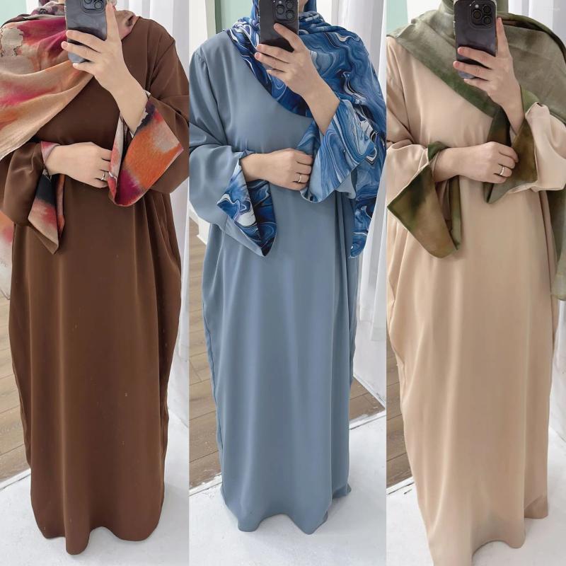 Ethnic Clothing Women's Dresses Modest Islamic 2025 Eid Ramadan Nida Abaya Muslim Dress With Printed Hijab Dubai Kaftan Jalabiya