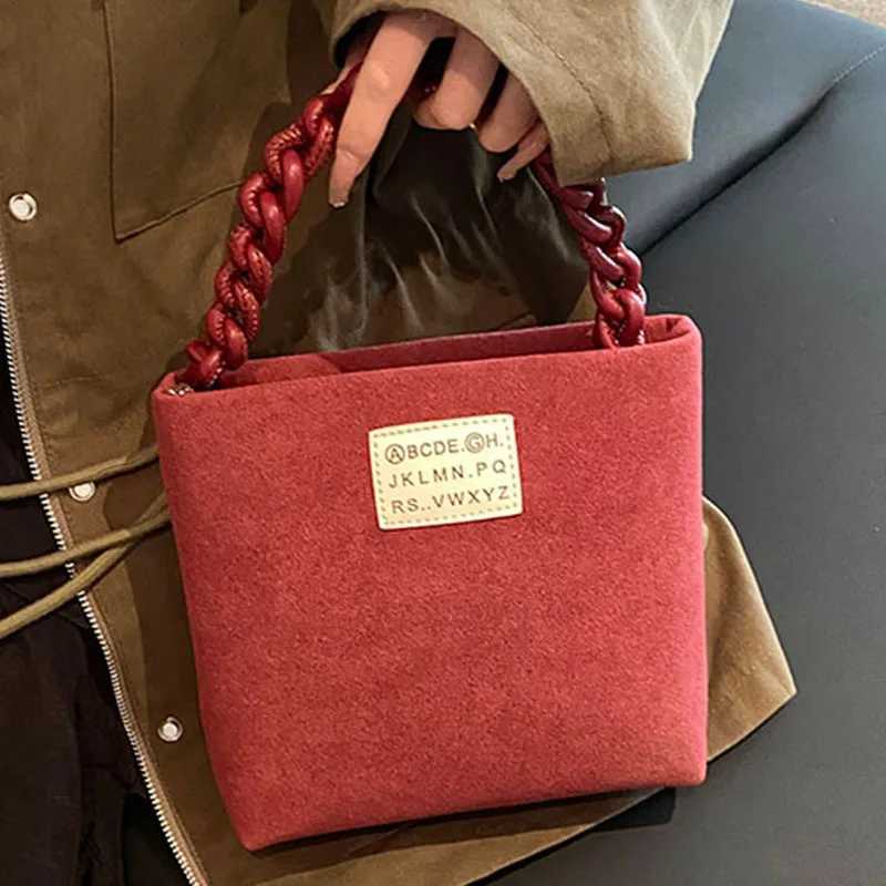 Luxury Designer Faux Suede Womens Handbag Retro Crossbody Bag Bucket Tote Y250324