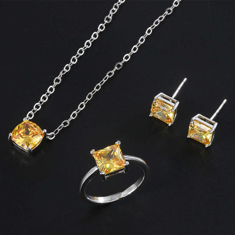 Zhuang Shengsheng Jewelry Yellow Dia Fashion Elegant Women's Square Earrings