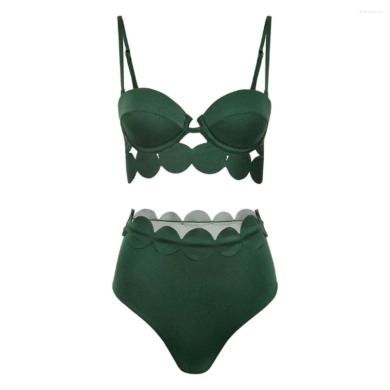 One-piece Women Swimwear Green Solid Swimsuit Bodysuit Bikini Set Beach Vacation Style Wear Maxi Dress Skirt