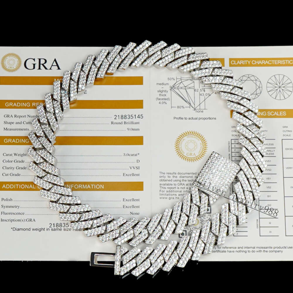 Selling 925 Sterling Silver Hip Hop Jewelry Pass Diamond Tester 16mm Cuban Link Chain