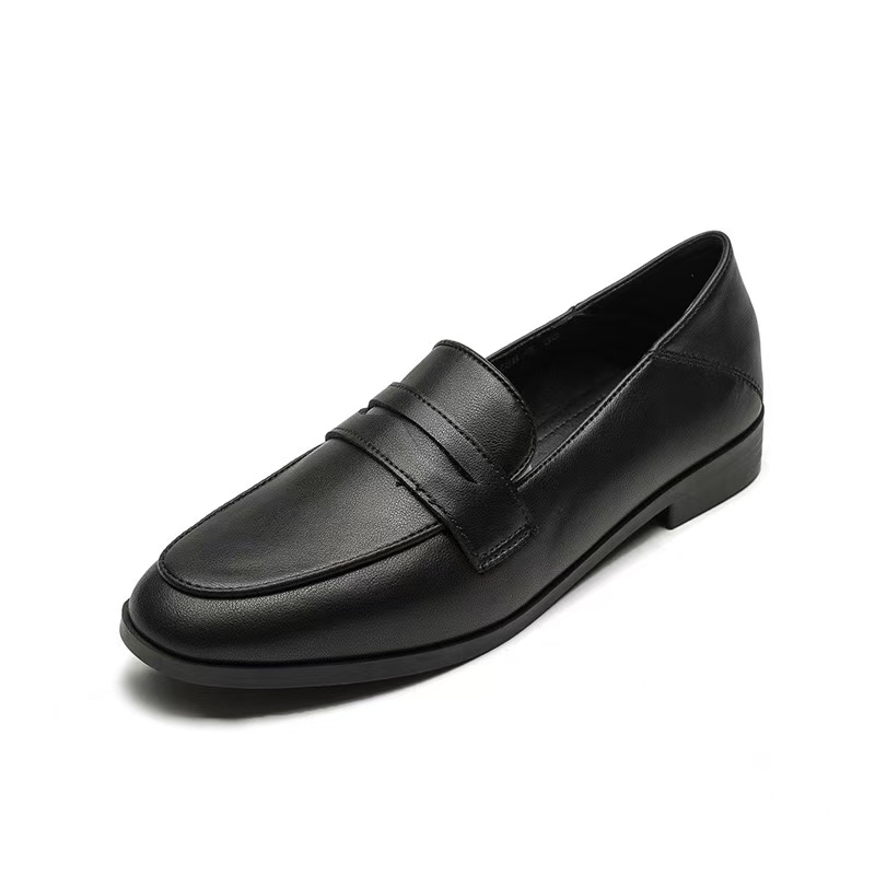 Spring/Autumn New Round Toe Leather Pumps Comfortable Low Heel Loafers for Women Ladies Flat Shoes a180
