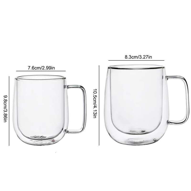 150-350ml Heat Resistant High Borosilicate Mug Double Wall Glass Coffee with Handle Milk Water Cup Clear Cups Gift