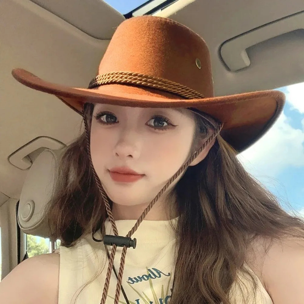 Retro denim suede jazz hat womens artificial felt leather solid color sun hat German beer festival hat Panama hat 250322