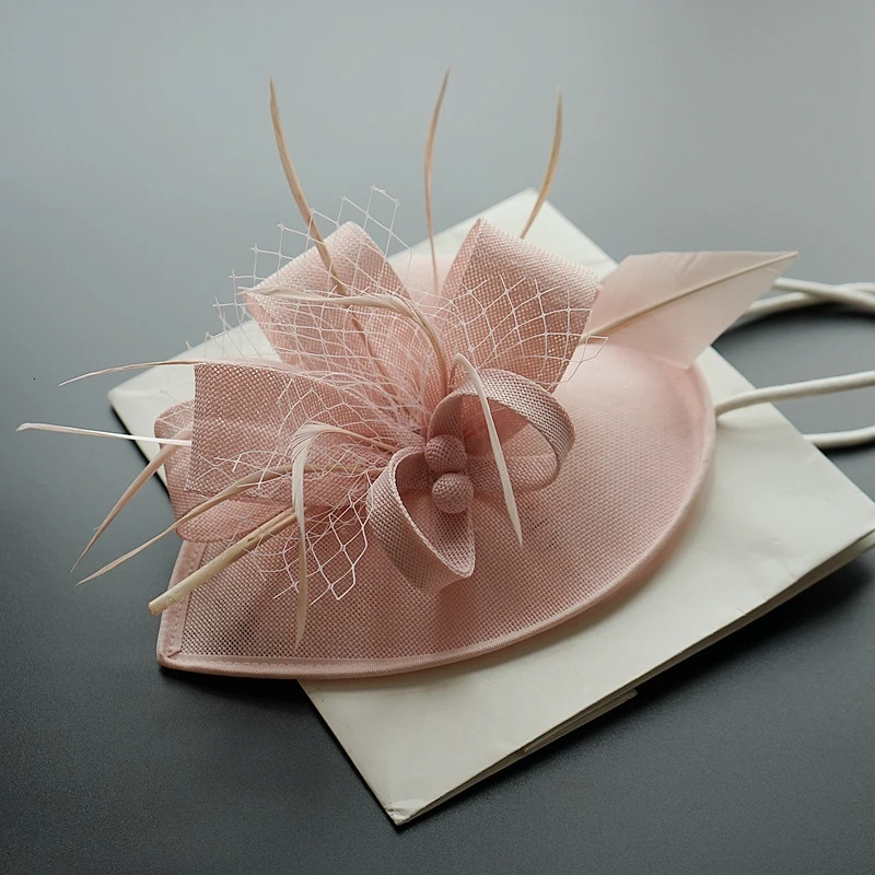 Womens Fashion Charm Hat Cocktail Wedding Party Church Headwear Fashion Headwear Feather Hair Accessories Sinamay Charm 250322