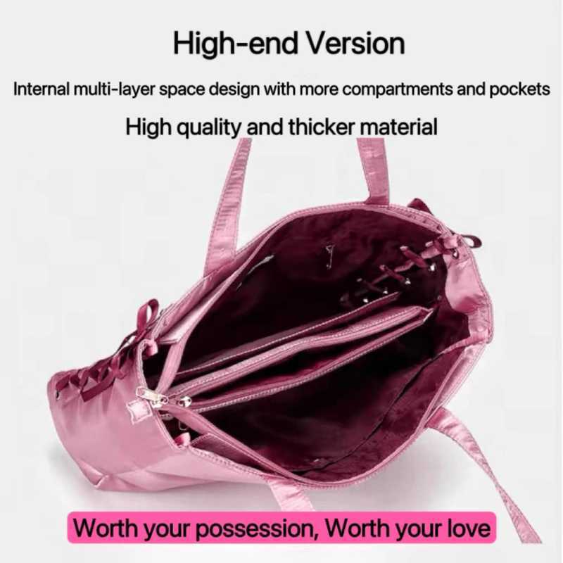 Japanese Sweet Womens Ribbon Ita Bag FAshion Large Capacity Handbag Cute Lolita Transparent Handbag Z250324