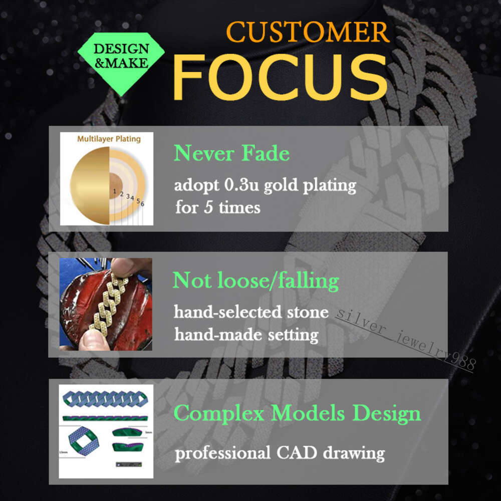 Hip Hop Jewelry 10mm Wide Single Row Vvs Moissanite Diamond Iced Out Silver Cuban Link Chain Necklace