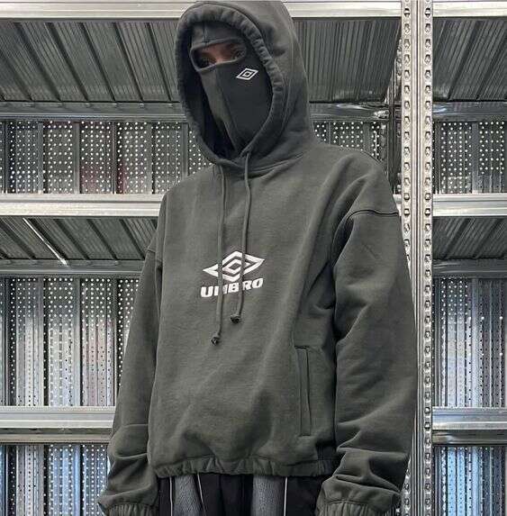 Autumn/Winter New Ins American Trendy Brand Double Hat Face Mask High Street Hoodie
