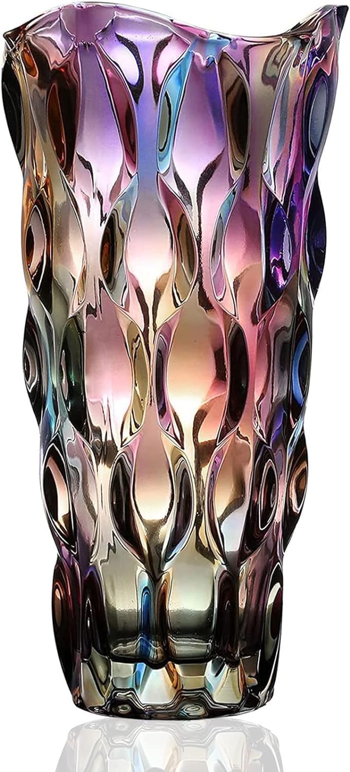 Glass Vases for Flower Thickened 3.4 lb Morden vases for Tables Centerpieces, vase for Home Decor Crystal Colorful and Clear Rose Large Vases Christma