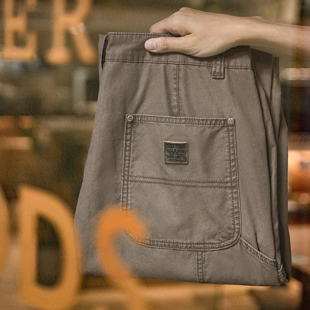 Maden vintage lumberjack pants cotton canvas straight pair mens casual 250322