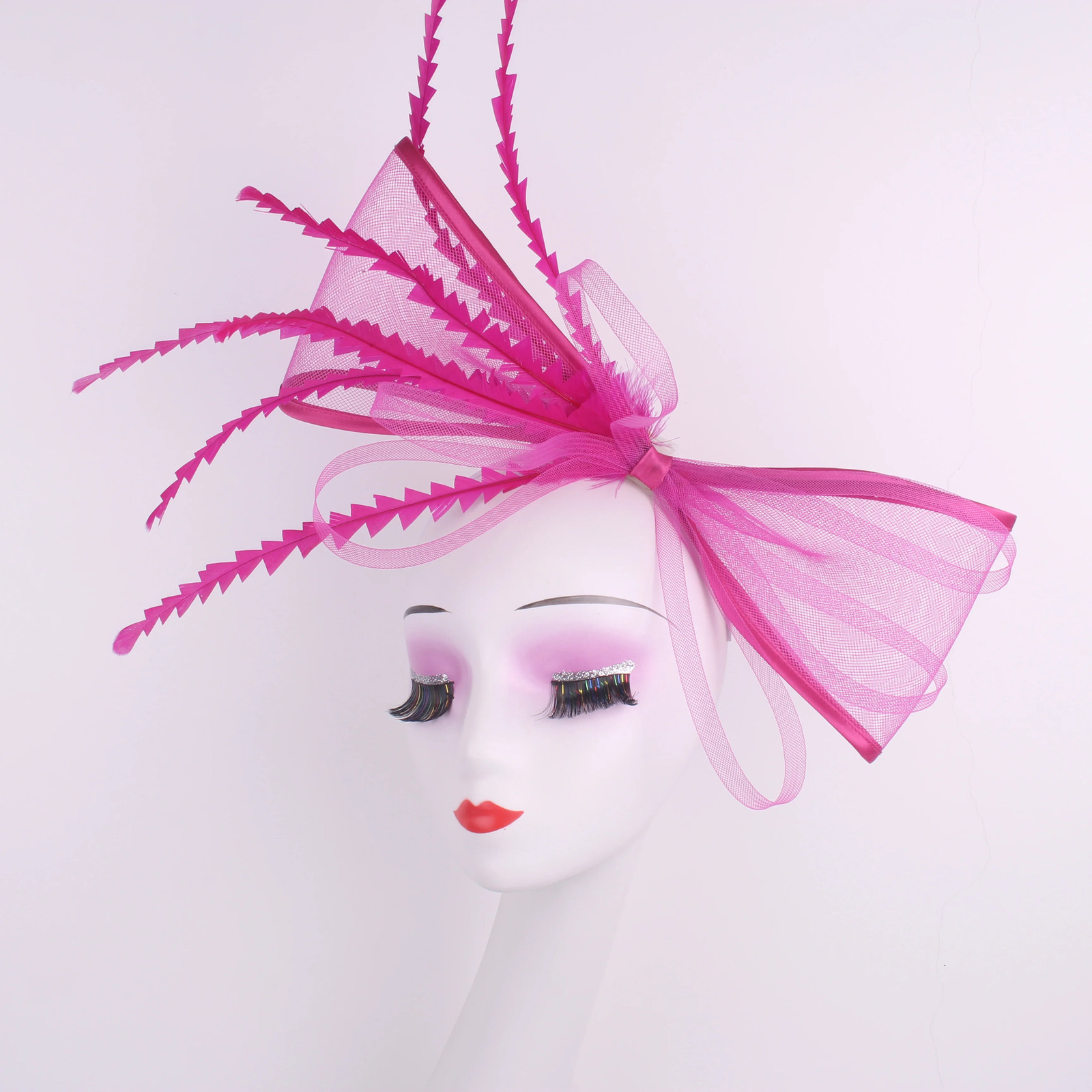 Purple Elegant Butterfly Charm Party Hat Wedding Headwear Bridal Hair Accessories Feather Pillow Hat Derby Head Finish Cotton Hat 250322