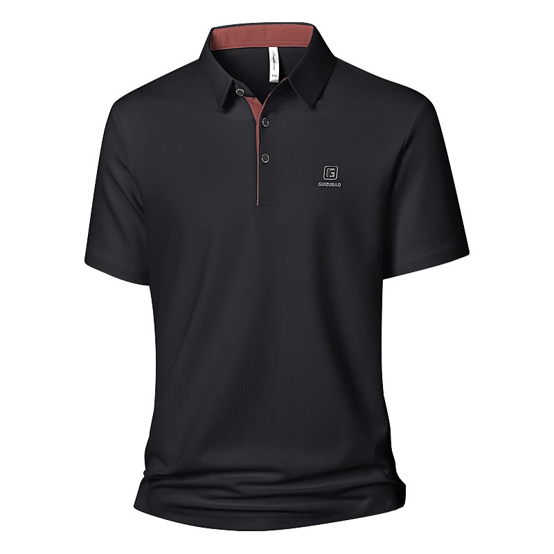 2025 solid color polo shirt mens business polo neck half sleeved top suitable for summer casual short sleeved mens T-shirt 250325