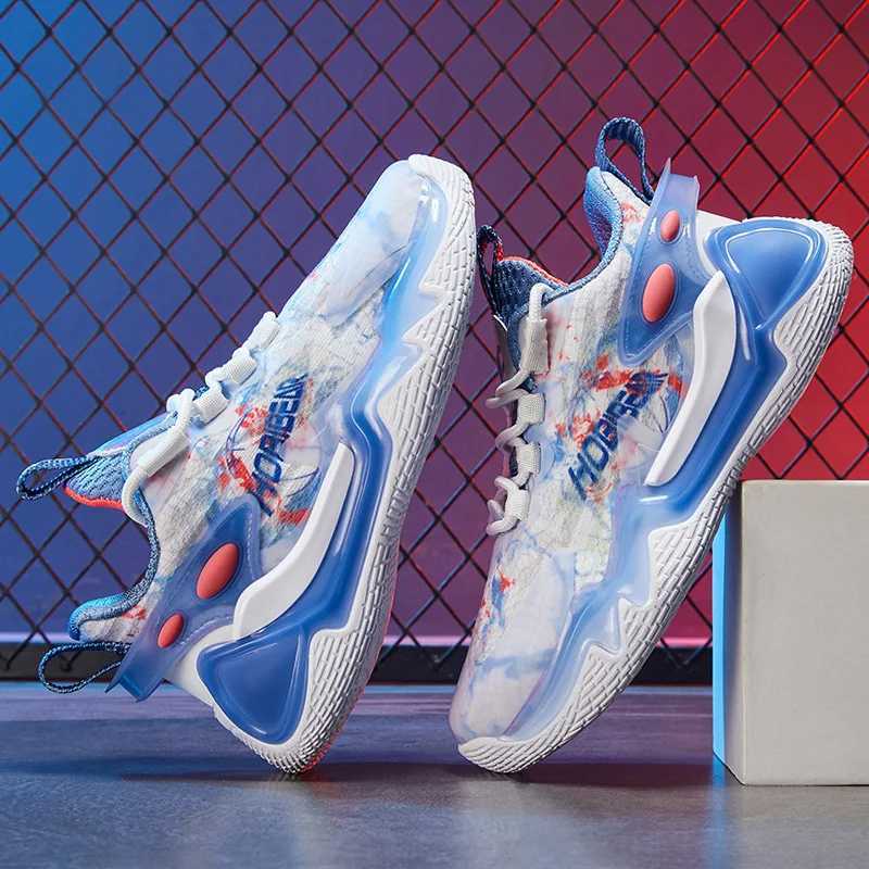 New breathable fabric for childrens basketball shoes suitable for big boys anti slip sports shoes breathable for gym training and soccer uniforms W250