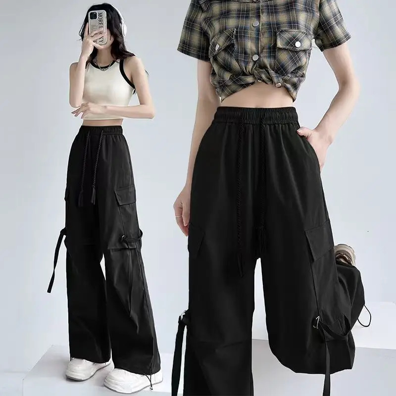Casual womens goods Y2K street clothing underwear matching oversized sports pants dragging high waisted runners Trouser chic wide leg 250324Z