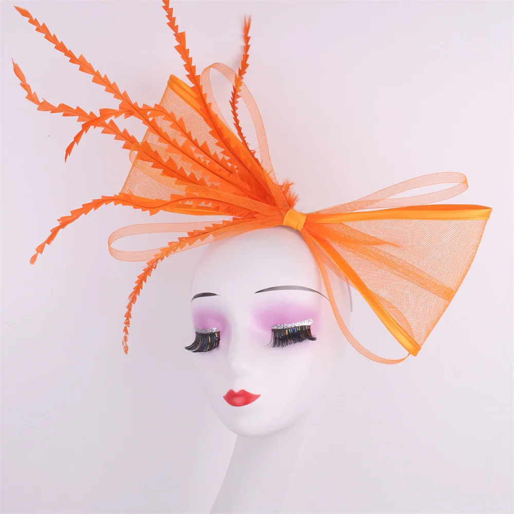 Purple Elegant Butterfly Charm Party Hat Wedding Headwear Bridal Hair Accessories Feather Pillow Hat Derby Head Finish Cotton Hat 250322