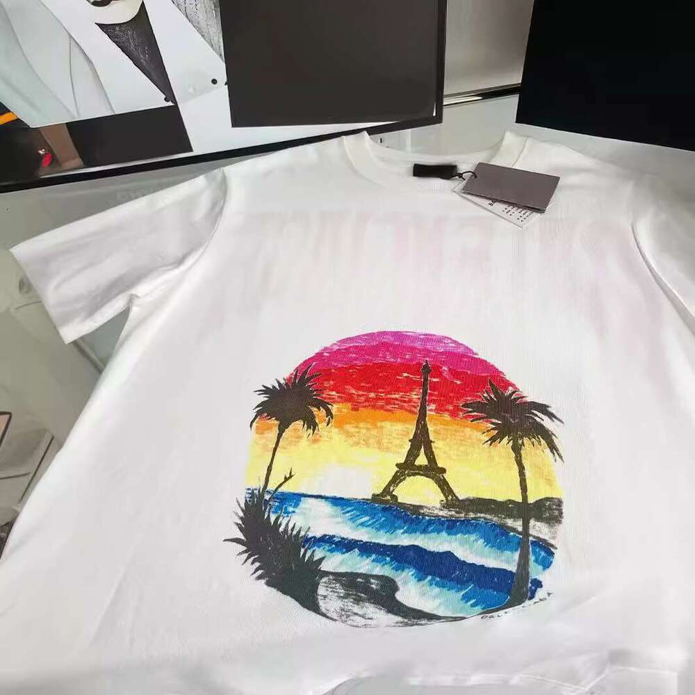 Women's Printed Loose Shoulder Mid Size Versatile Short Sleeved T-Shirt Korean B5