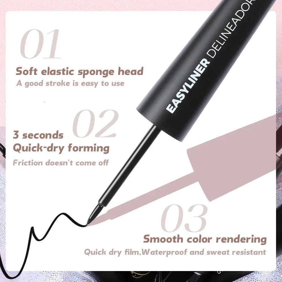 Matte Black Waterproof Liquid Eyeliner Pencil Sweatproof Quick Dry Easy To Wear High Pigment Brown Eye Liner Pen Eye Makeup Tool 250324