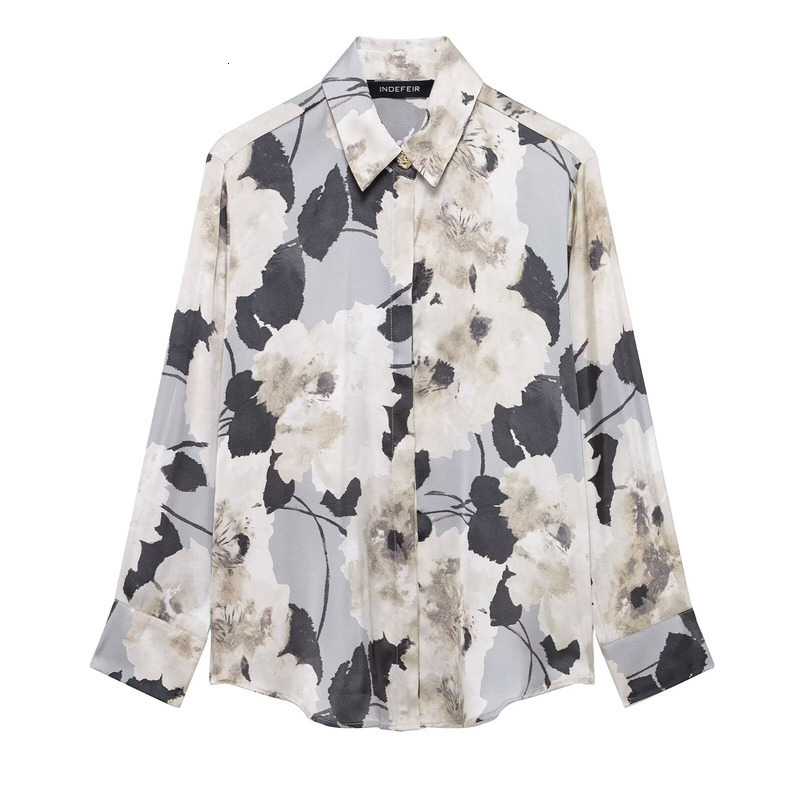 TRAFZASHEIN Spring New Silk Texture Printed Shirt Skirt Set