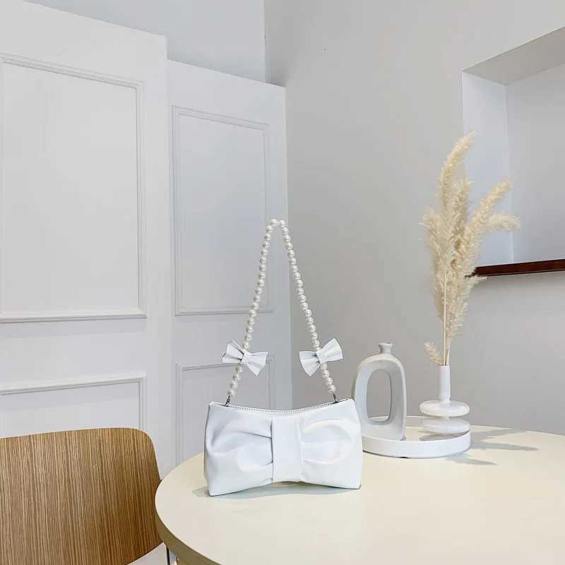 Fashion butterfly pleated shoulder armrest bag pearl chain messenger bag Z250324