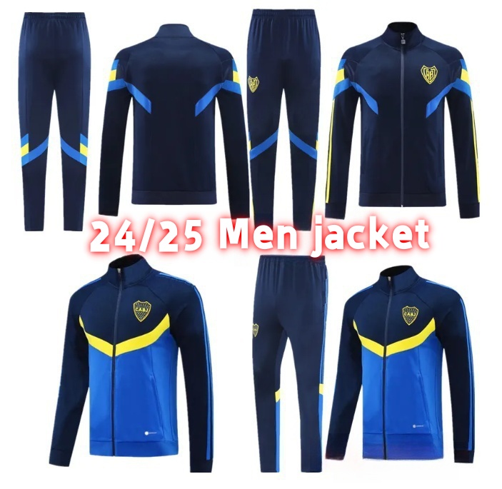 24 25 Boca Juniors adult Tracksuit jacket long zipper Men's Soccer Jacket Set, Long Sleeve Football Training Suit, MARADONA TEVEZ DE ROSSI training suit